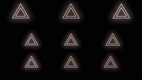 Neon geometric triangles pattern with neon pulsing light