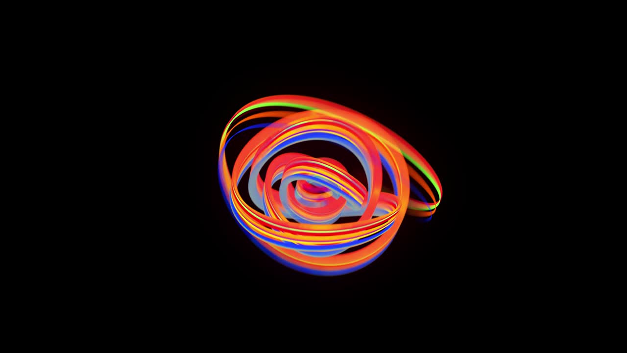 sfondo a anello astratto con linee multicolori che si curvano in struttura elicoidale. strisce di colore volano e formano riccioli.