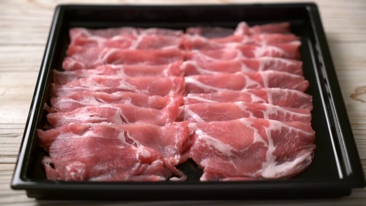 fresh sliced collar pork raw