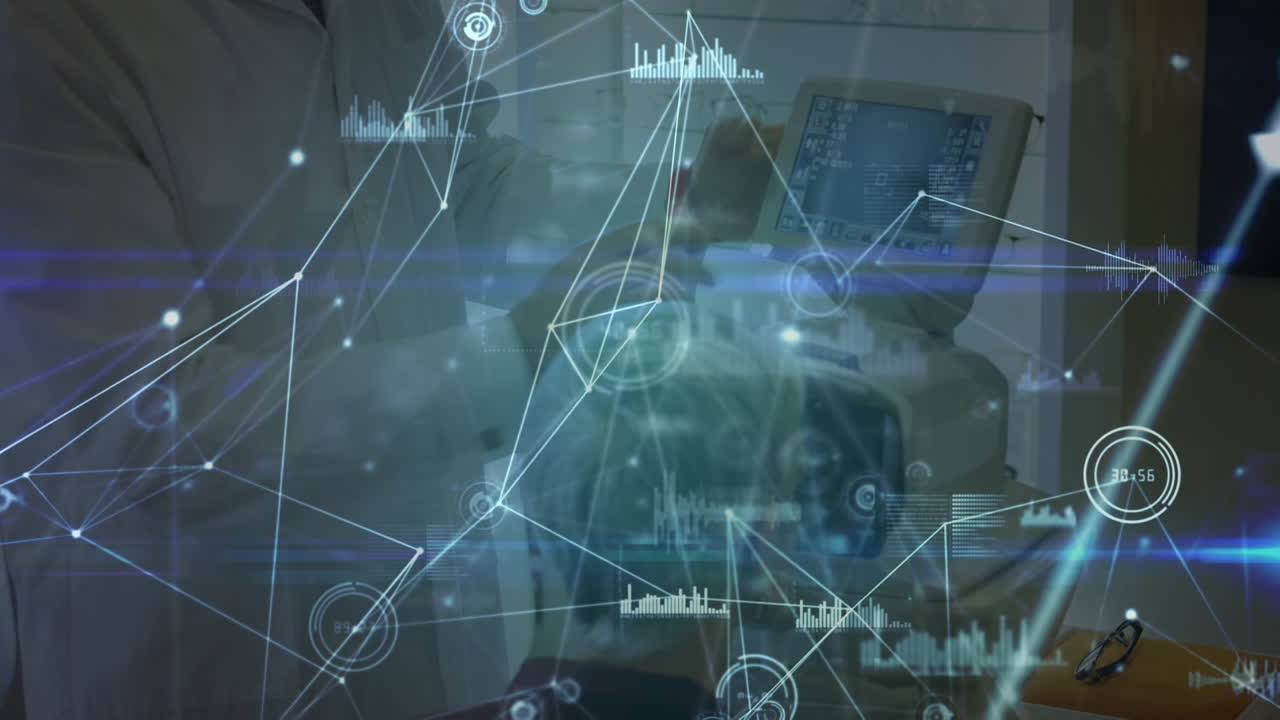 백인 남성 안과 의사와 환자에 대한 연결의 애니메이션