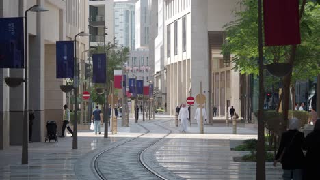 modern urban city street scene in middle east