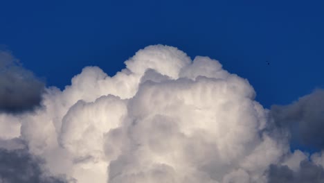 Nube-Blanca-Creciendo-En-Tamaño-Contra-El-Cielo-Azul