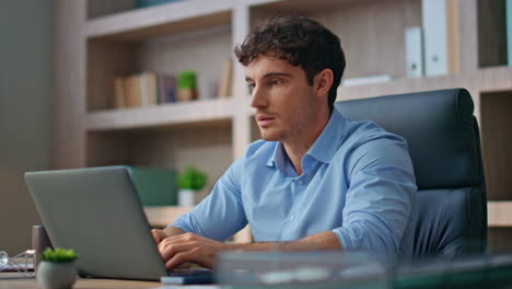 contemplative manager working office closeup. finance professional looking idea