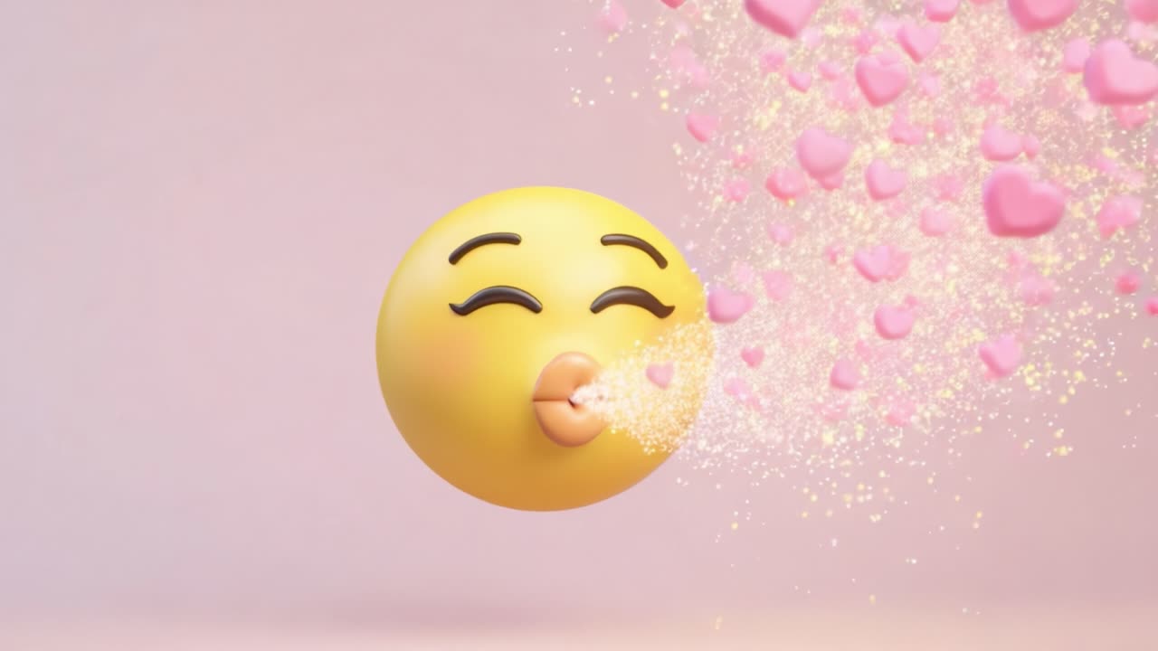 A joyful emoji sending out sparkles and hearts, embodying expressions of love, happiness, and affection. This 3D animated design captures the essence of emotions through vibrant visuals