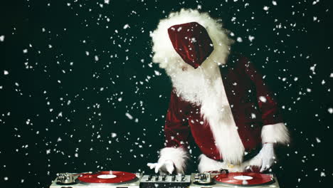 santa claus djing for christmas time disco shoot