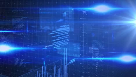 animación del procesamiento de datos digitales sobre un fondo azul