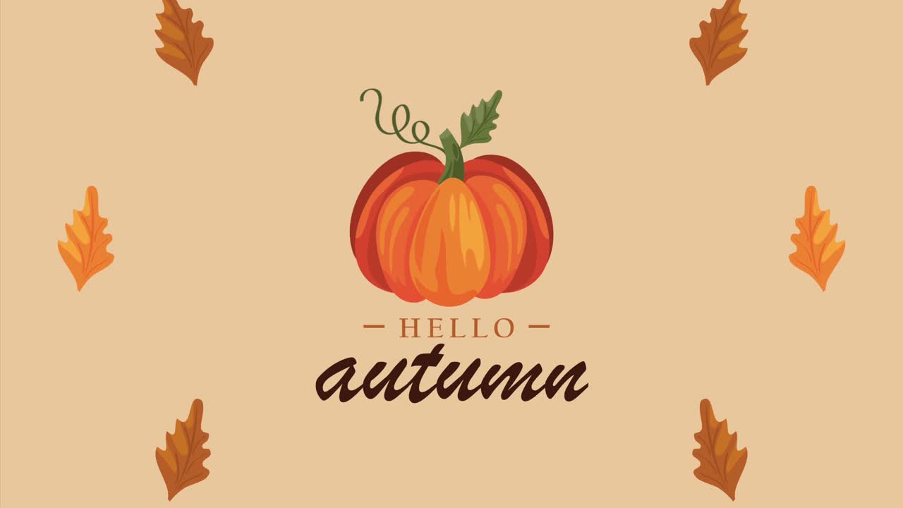 hello autumn lettering with