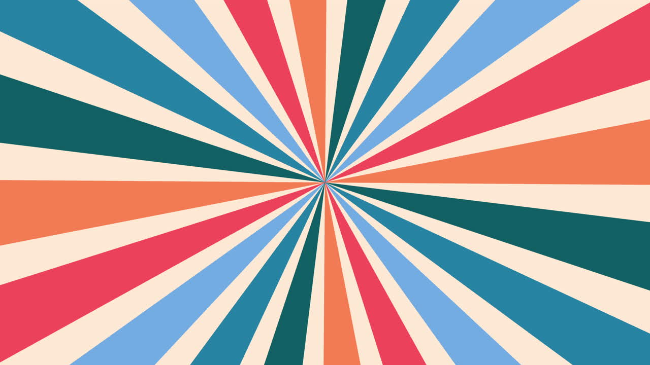 Colorful Retro Sunburst Pattern Rotating Seamlessly