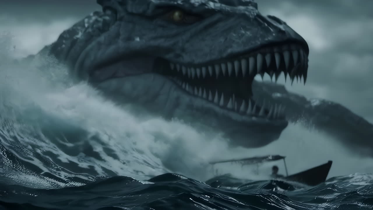 Giant Dinosaur Attacks Boat
