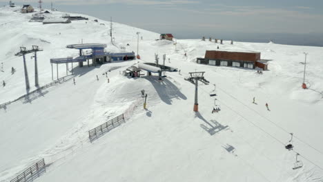 Aerial View of a Ski Resort on a Sunny Winter Day