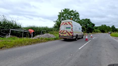 traffic control and roadwork in progress