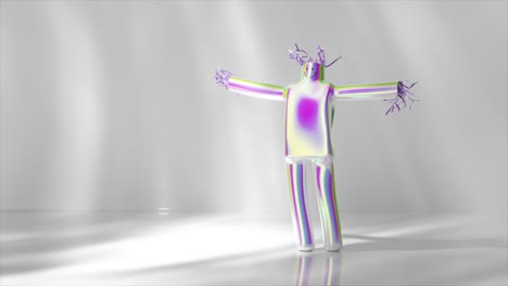 holographic character with open arms