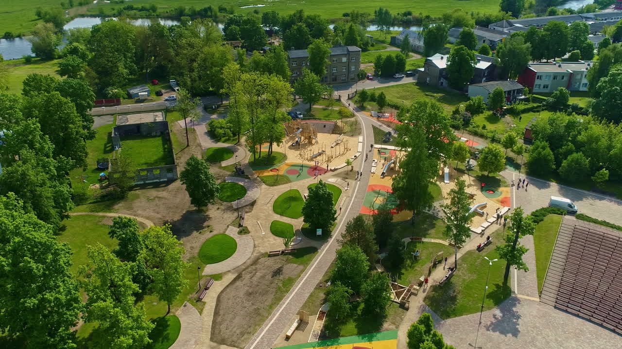 Aerial view of well planned beautiful township with children's park in center