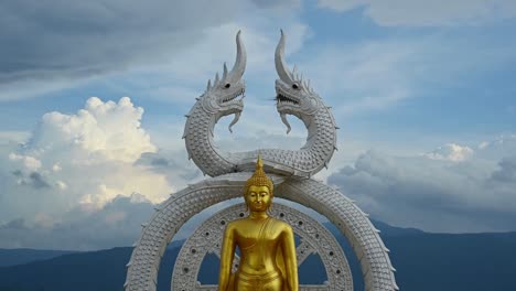 buddha statue in between dragons, khao yai