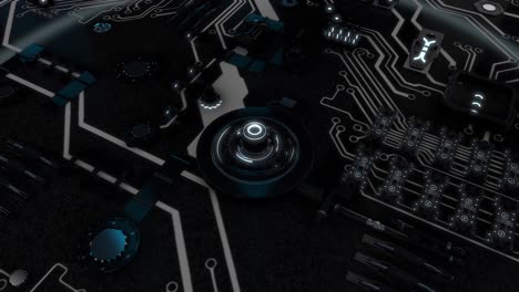 futuristic circuit board with control panel