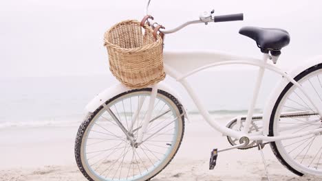 view of a bike on the beach