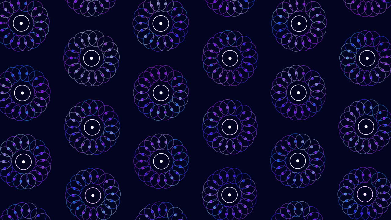 Motivo a spirale luminoso nero e viola con contorni blu