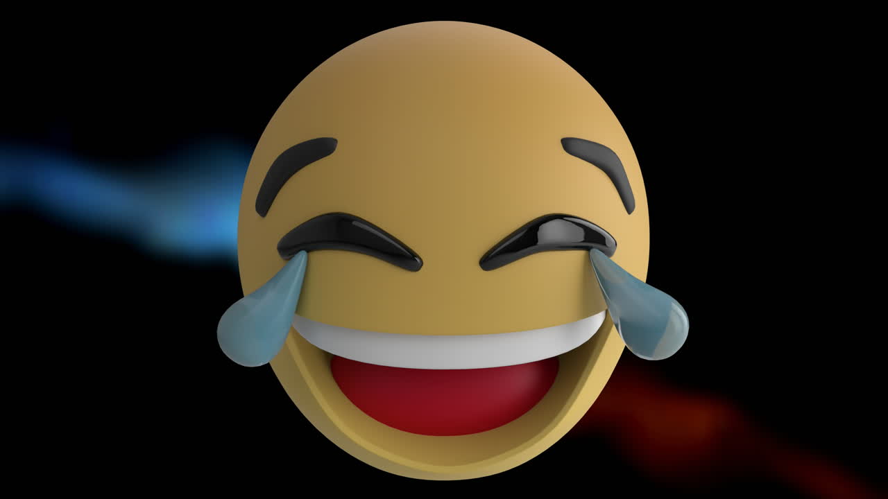 animación digital de emojis de rostro cambiante contra formas abstractas en fondo negro