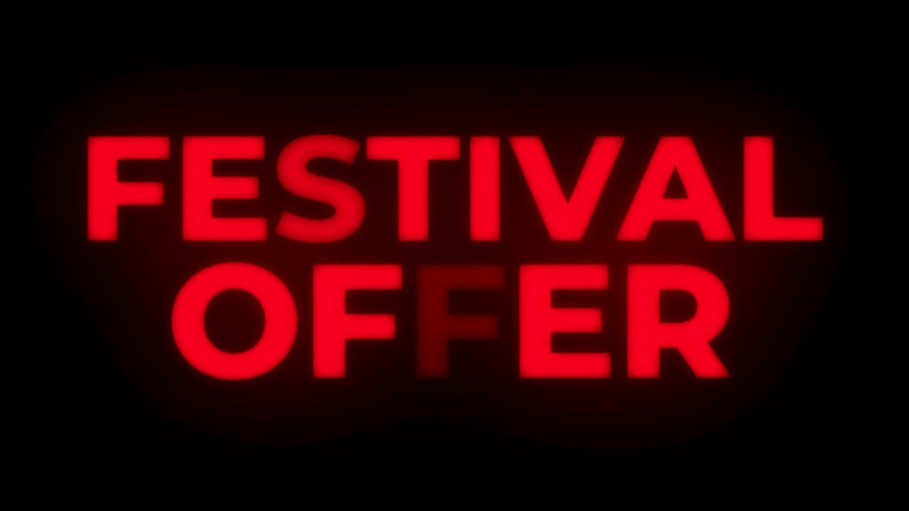 la oferta del festival es un ciclo promocional de pantalla parpadeante de texto.