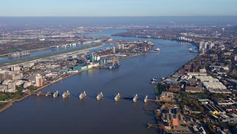 Aerial-View-of-the-Thames-Barrier-and-barrier-control-centre,-London,-UK