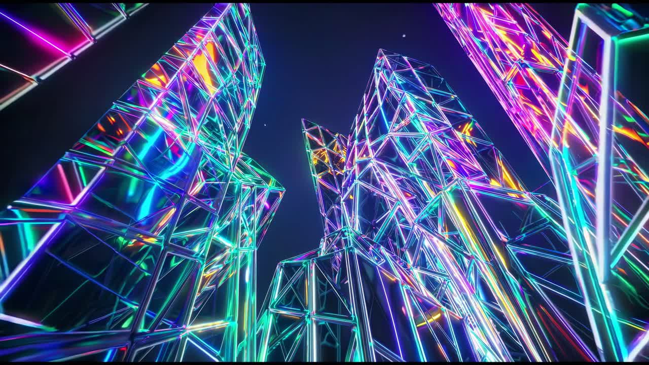 네온 크리스탈 도시 풍경