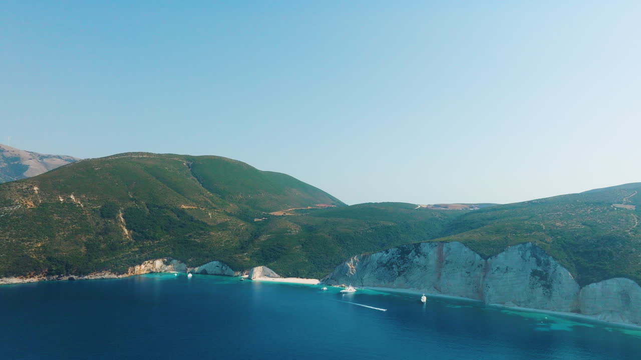 Coastal View of a Beautiful Bay with Mountains and Yachts