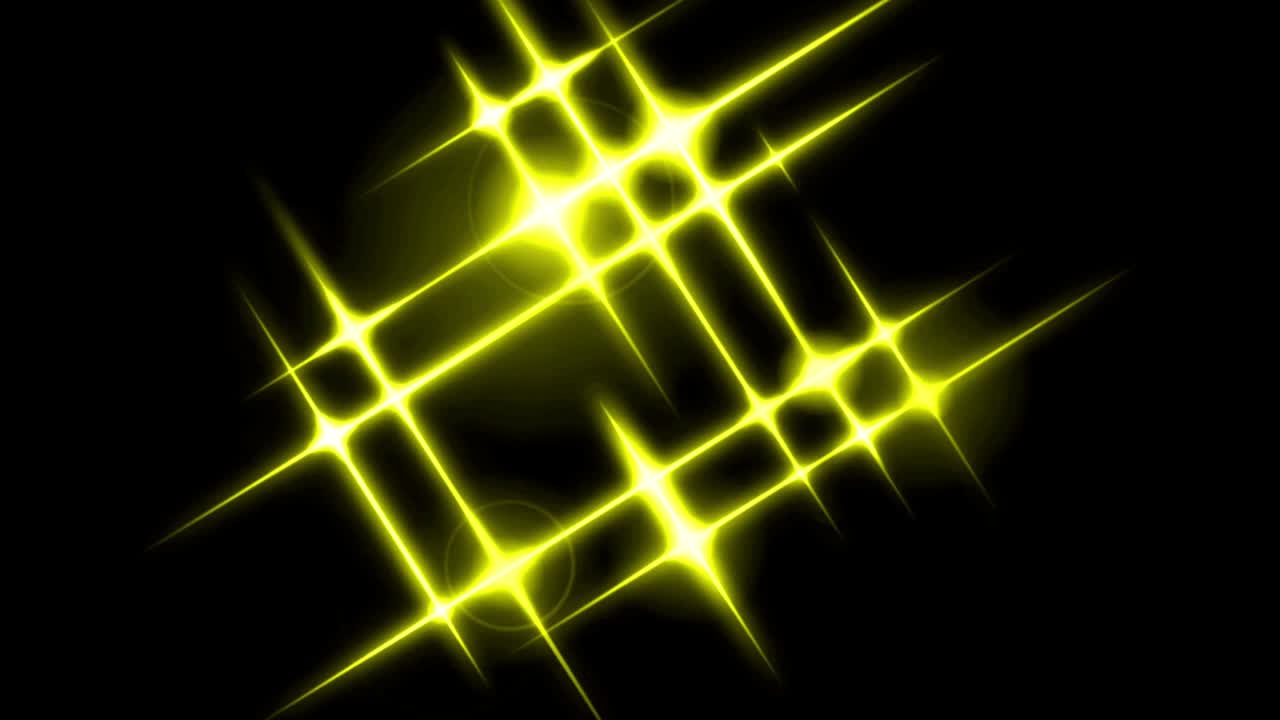 Animazione di scintille di luce gialla su sfondo nero