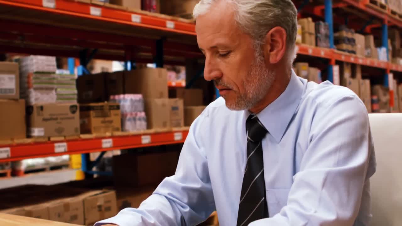 gerente que utiliza el ordenador