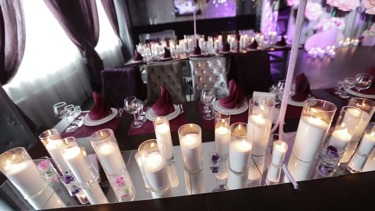 Bouquet in a romantic candle light an event party or wedding reception