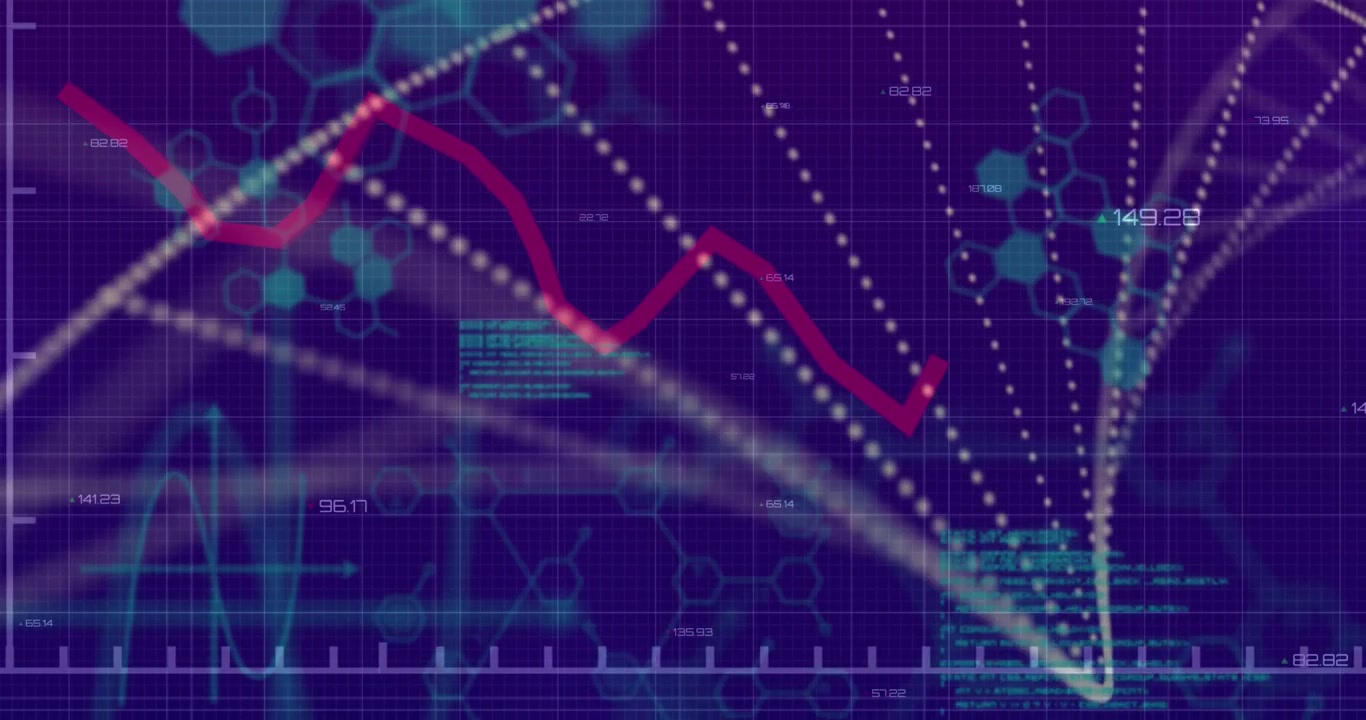 Animation of american dollar banknotes falling over grid