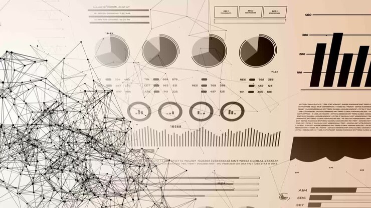 Data and report statistics, animation with graph diagrams.