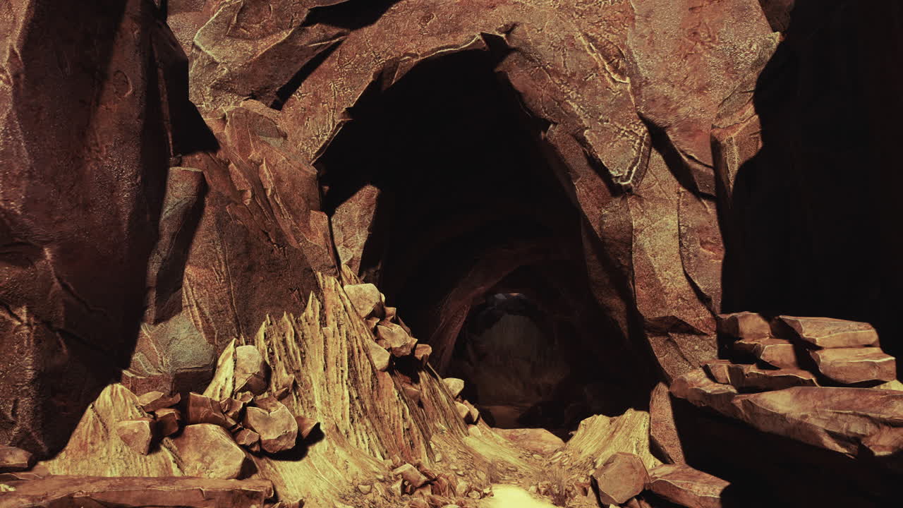 entrada a una cueva oscura en una montaña rocosa