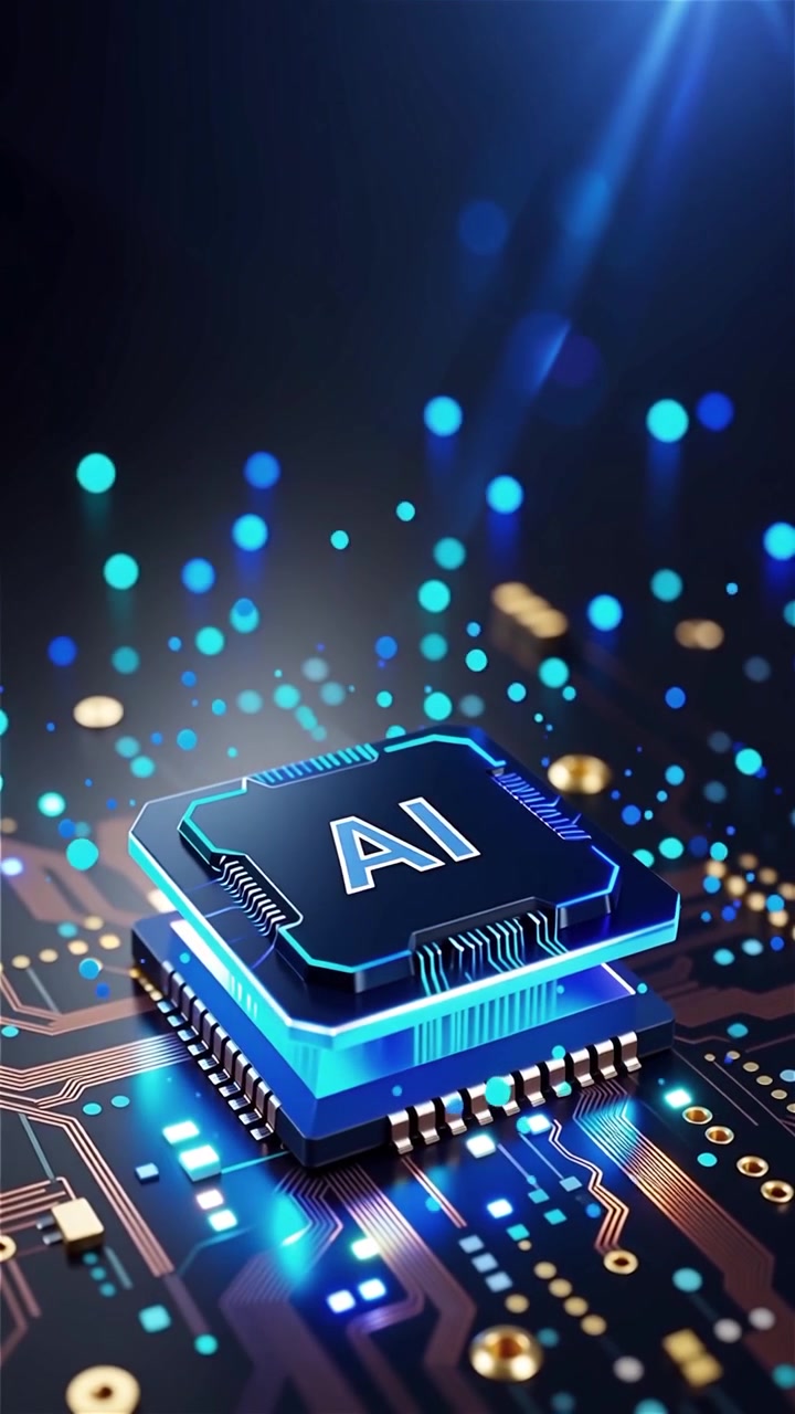 Futuristic AI Chip Motherboard Technology Background