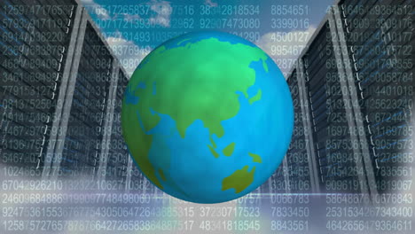 compuesto digital del mundo con torres de servidores