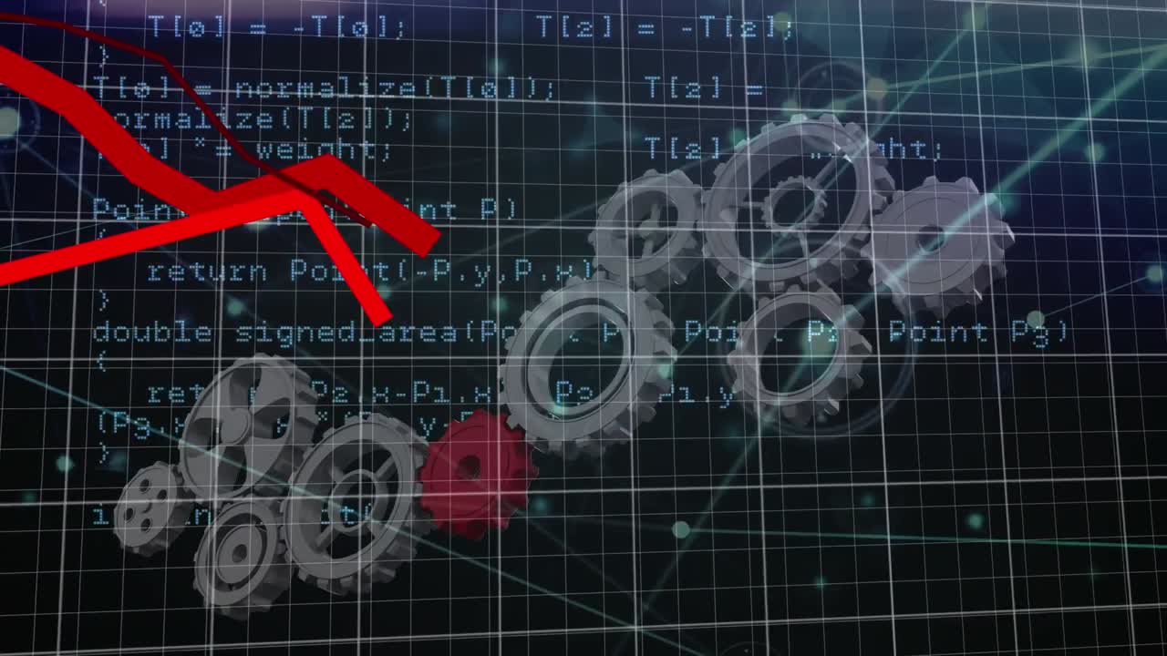 Animation of data processing over cogs