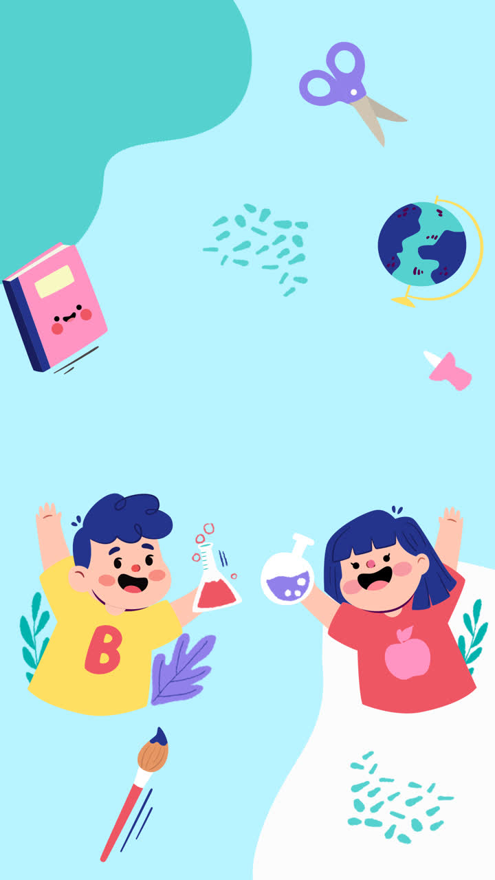 Motion Graphic of Flat background for back to school season