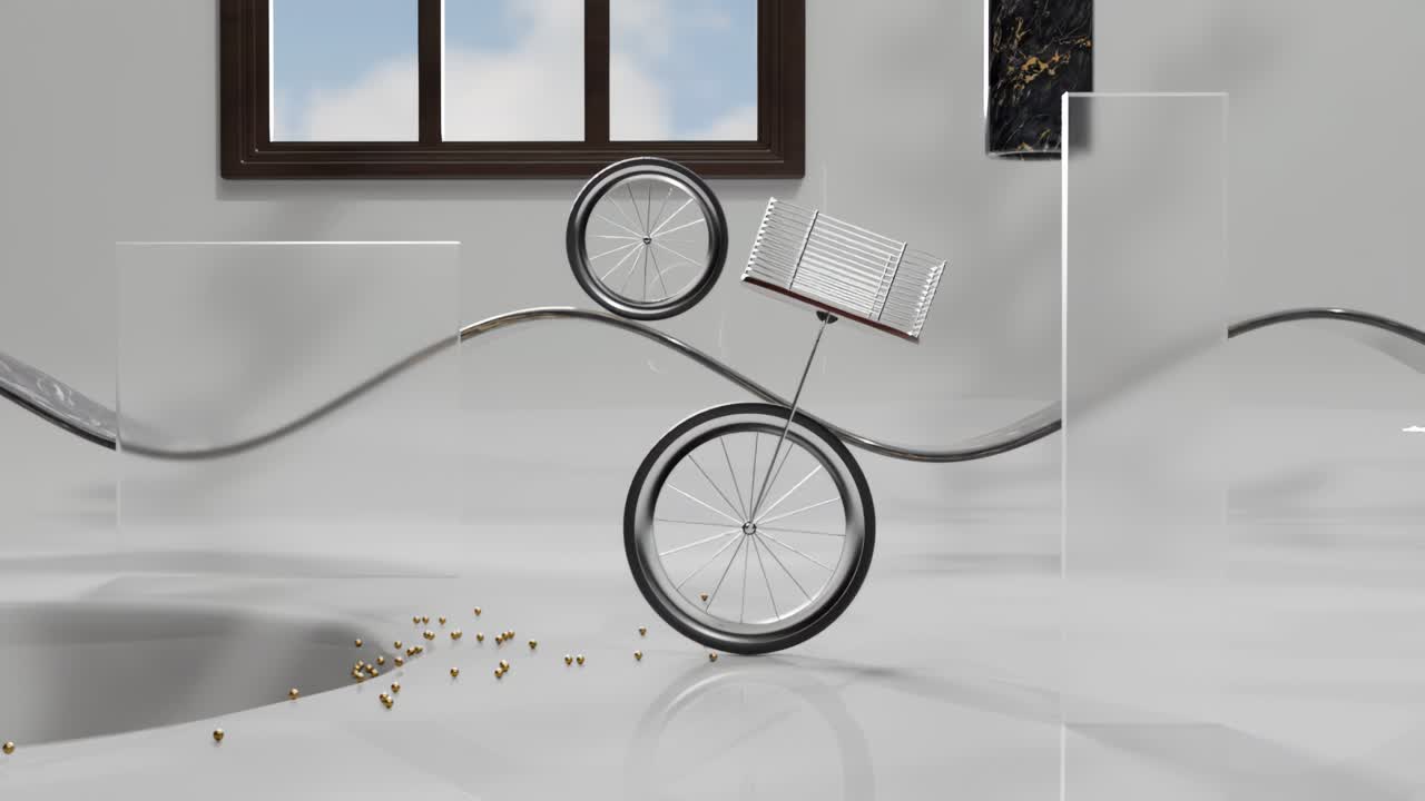 기하학적 모양과 바를 가진 추상적인 인테리어 디자인