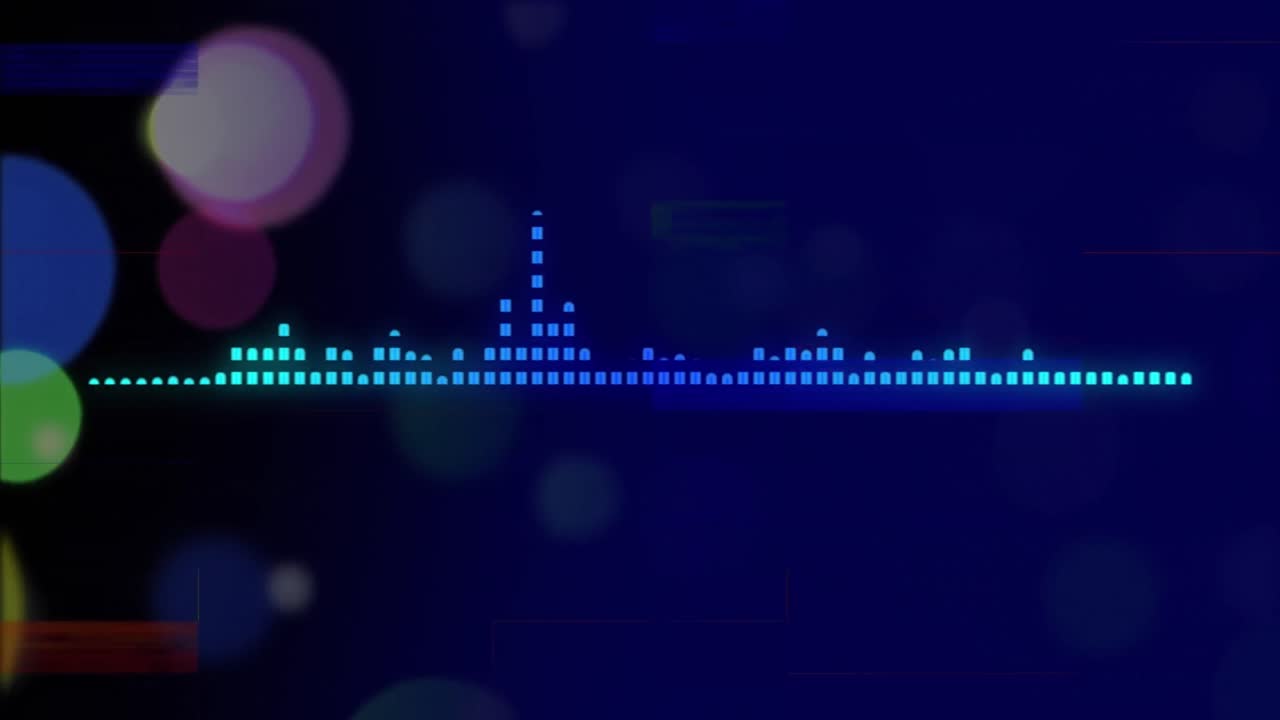 검은 바탕의 밝은 반점 위에 간섭과 움직이는 기둥의 애니메이션