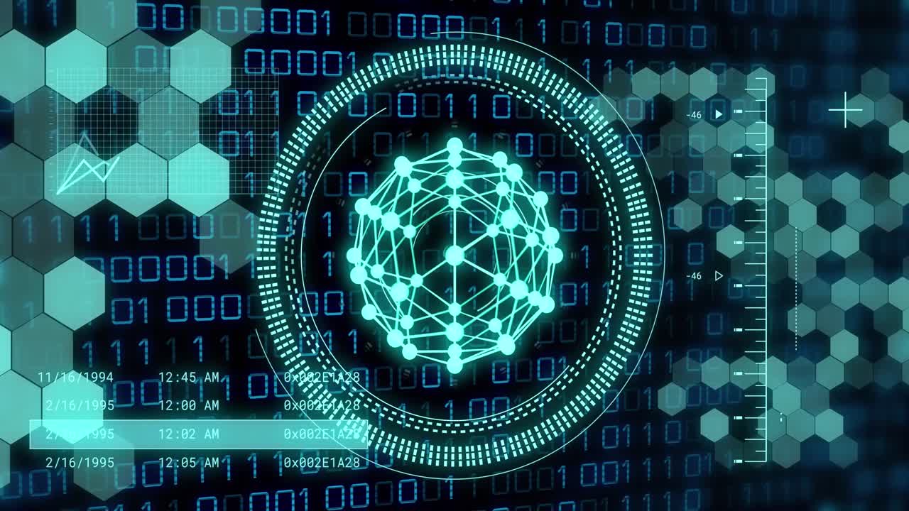 Animation of data processing and binary coding over scopes scanning