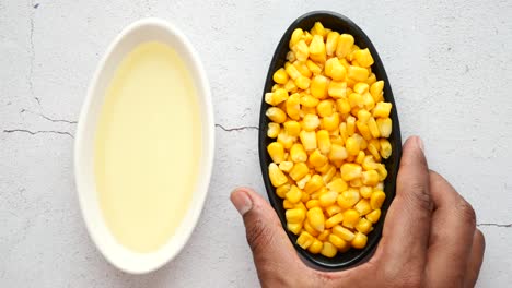 canned corn and oil