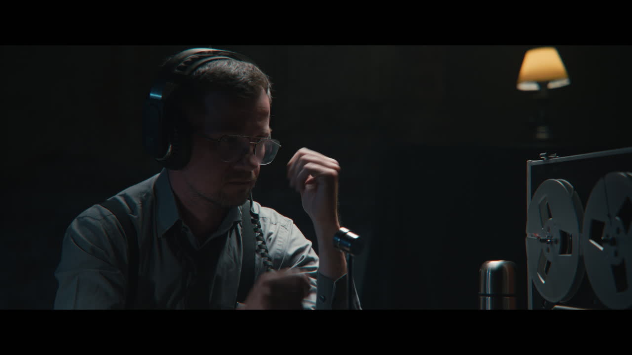 An intelligence officer listens to the wiretap recordings