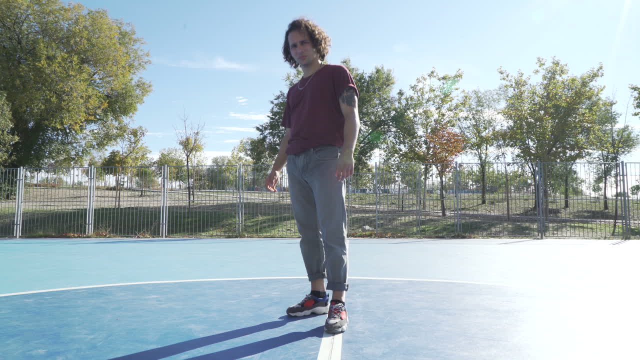 dancing man young talented street dancer breakdancing performing various freestyle dance moves fit