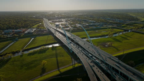 aerial view of margaret mcdermott bridge vehicle highway