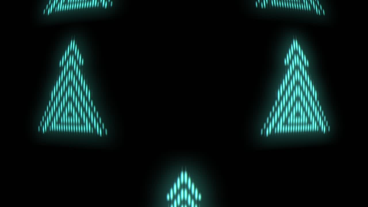 Pulsing geometric green Christmas trees with neon light in casino style