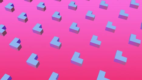 formas azules en 3d con fondo rosado