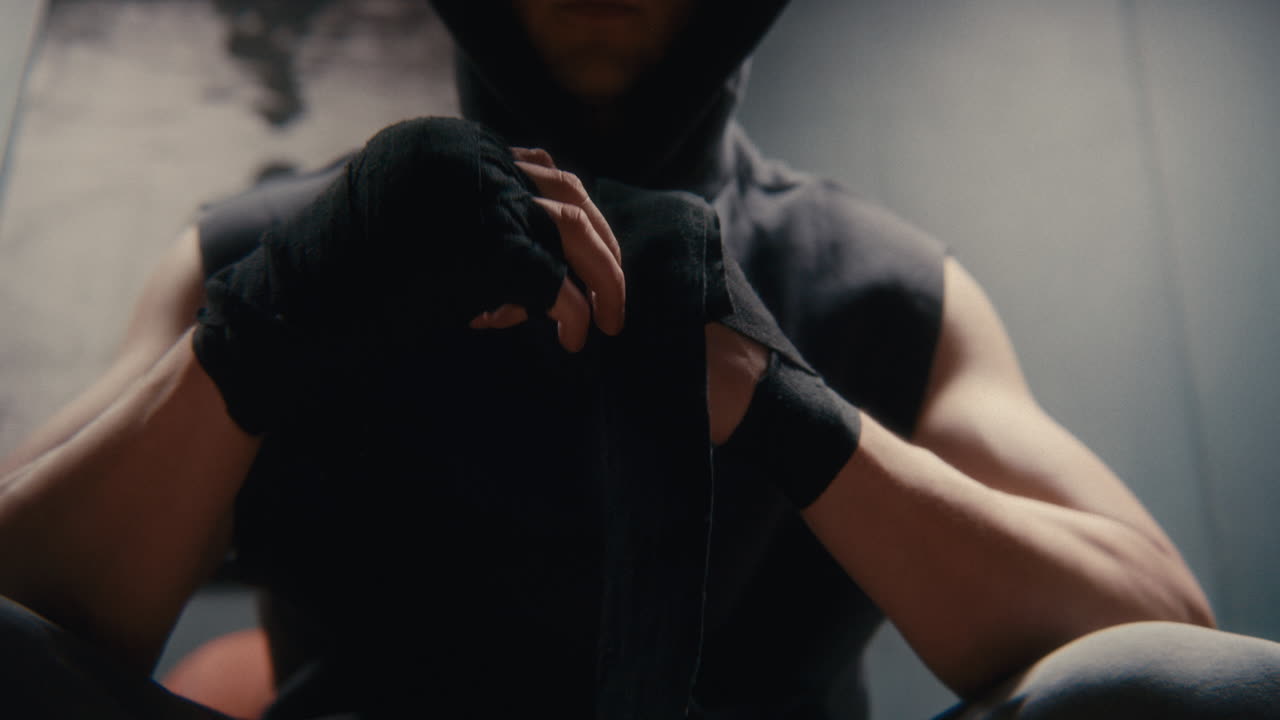 Man preparing for boxing workout