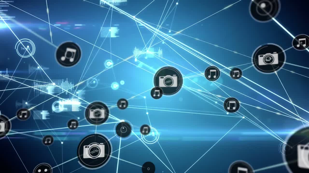 커 ⁇ 터가 움직이고 파란색 디지털 배경에 디지털 데이터