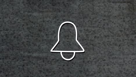 animation of white neon bell symbol, on grey background