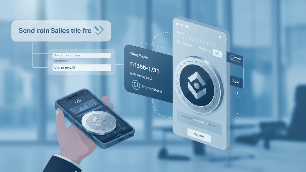 Innovative Digital Transactions: A Modern Interface Showcasing Secure Mobile Communication and Unique Identifiers for Seamless Financial Operations