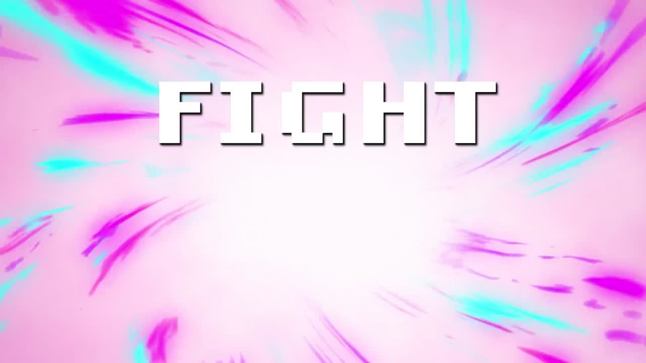 animación digital del texto de lucha sobre ondas digitales azules y púrpuras contra un fondo rosa